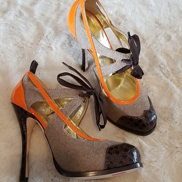 DSQUARED platform brown and orange heels size 39 - Picture 3 of 15